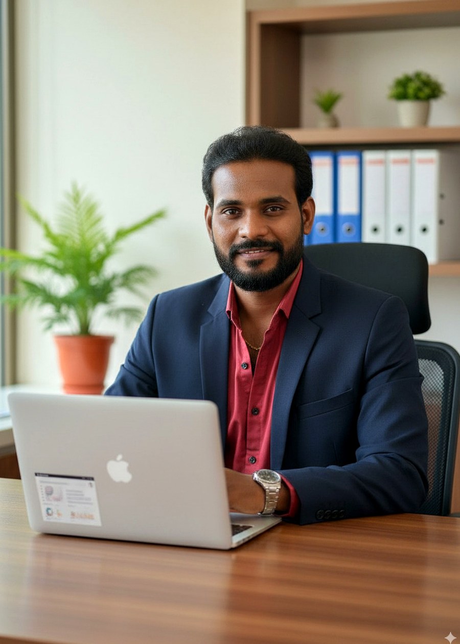 Karthikeyan Maruthai at his desk in Chennai